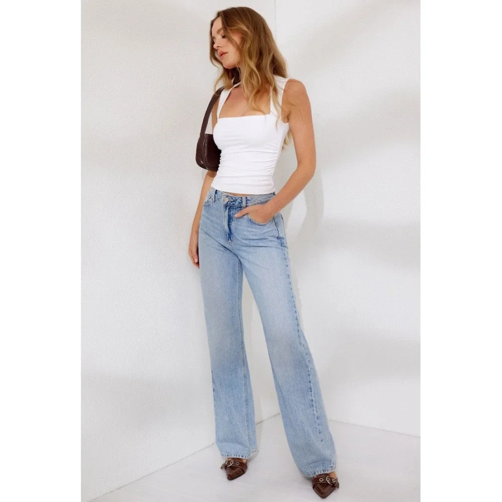 Dynamite Denim Heidi High Rise Wide Leg Jeans Silverthorne Blue Size 10 30R NWT